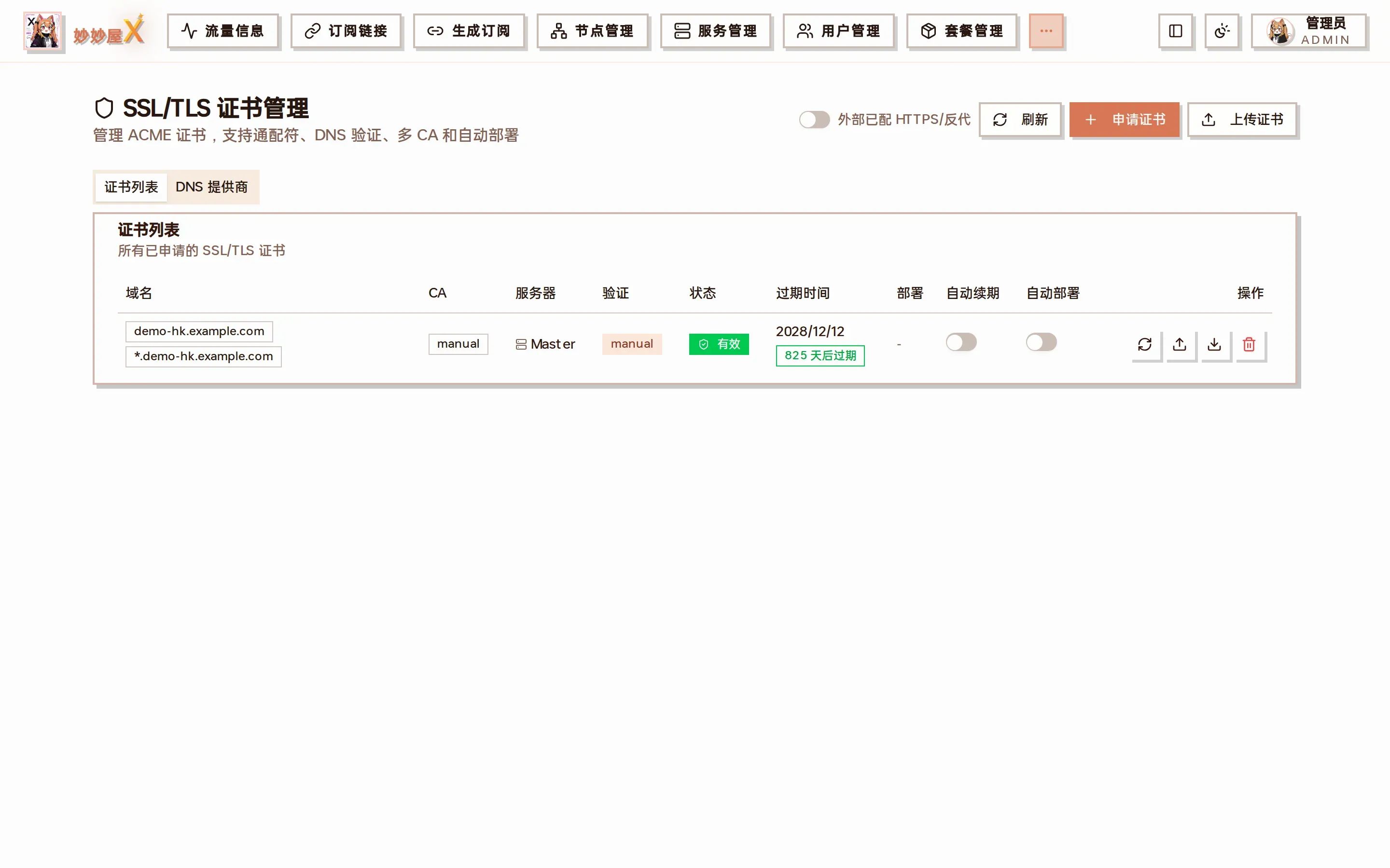 证书管理页面截图