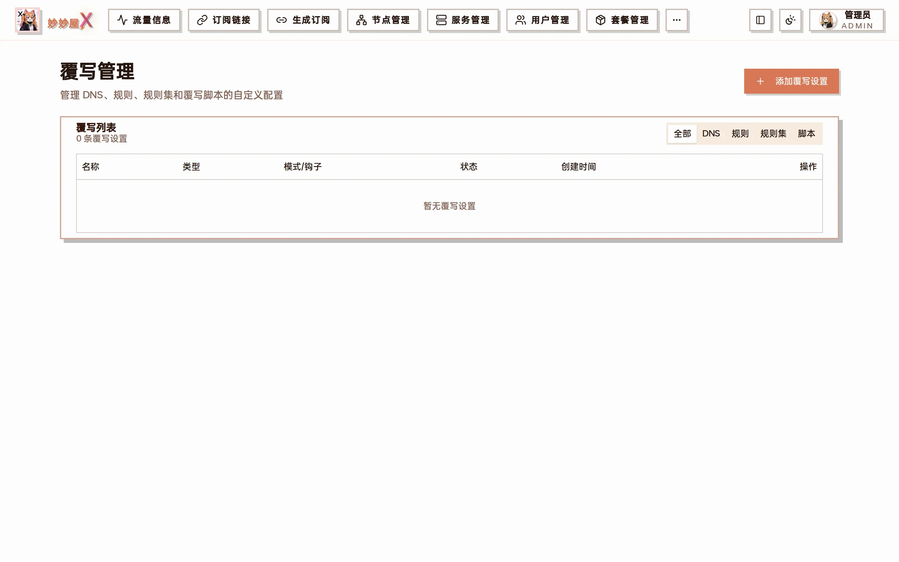 覆写管理页面截图