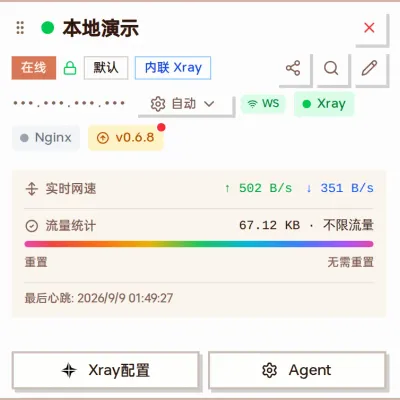 妙妙屋X 服务管理页面中的一张在线服务器卡片